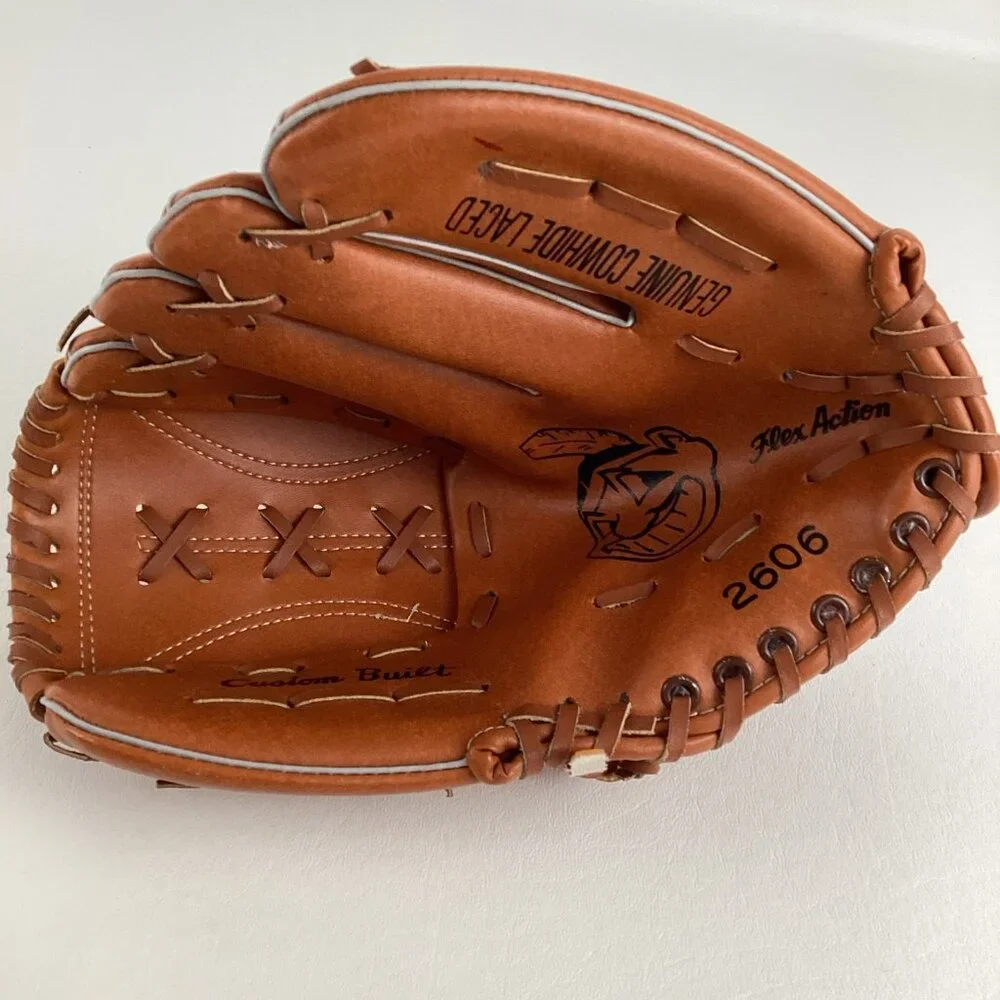Cleveland Indians Baseball Glove Genuine Cowhide Laced Flex Action 2606 - Picture 8 of 10